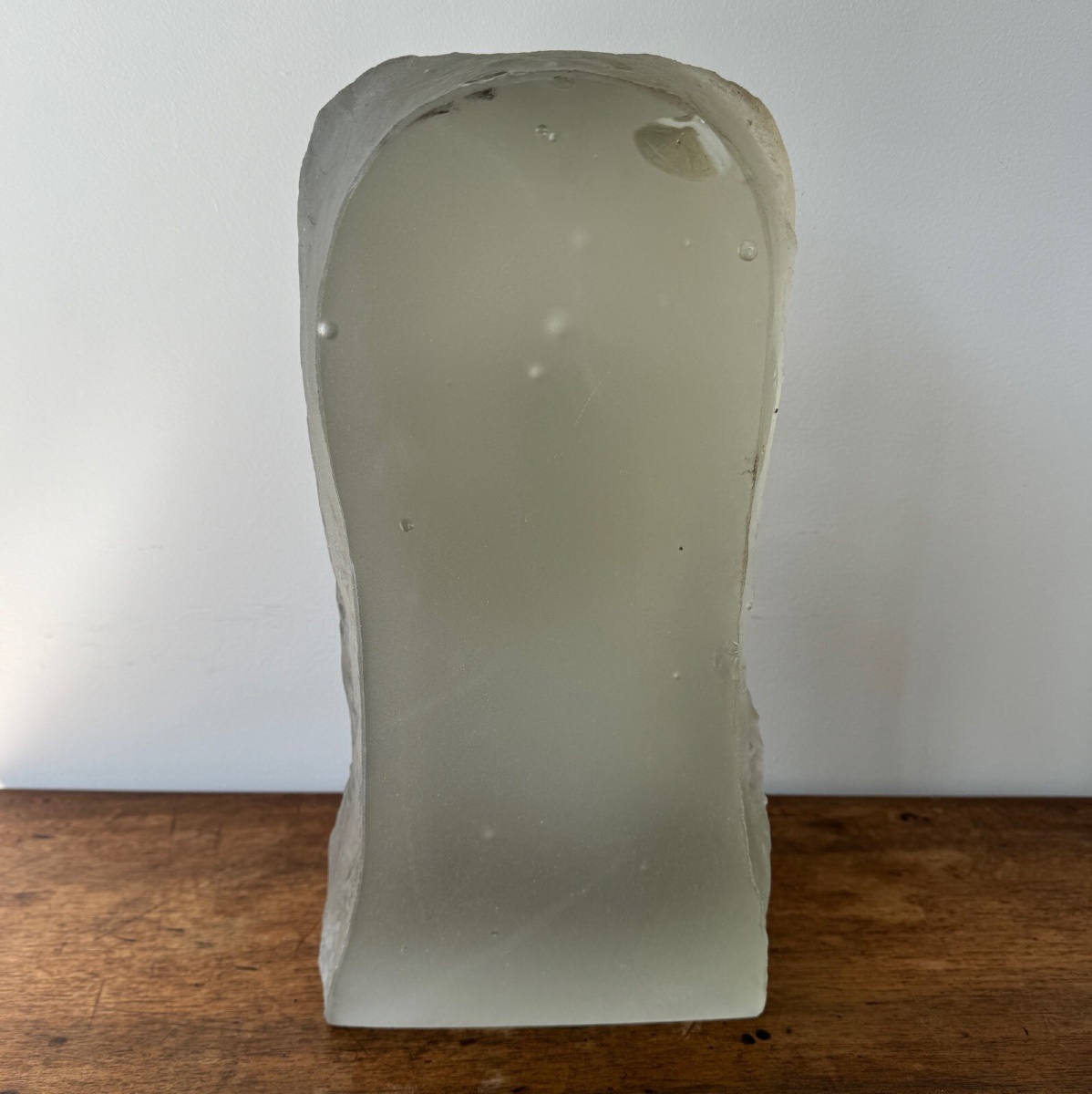 Sculpture By Lucien Lafaye Female Face In Molded Glass Circa 1950-photo-2