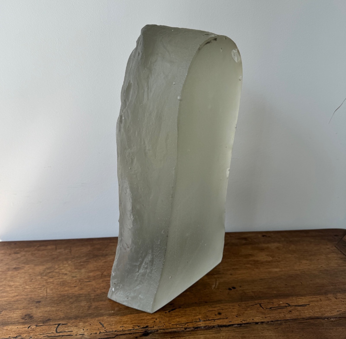 Sculpture By Lucien Lafaye Female Face In Molded Glass Circa 1950-photo-4