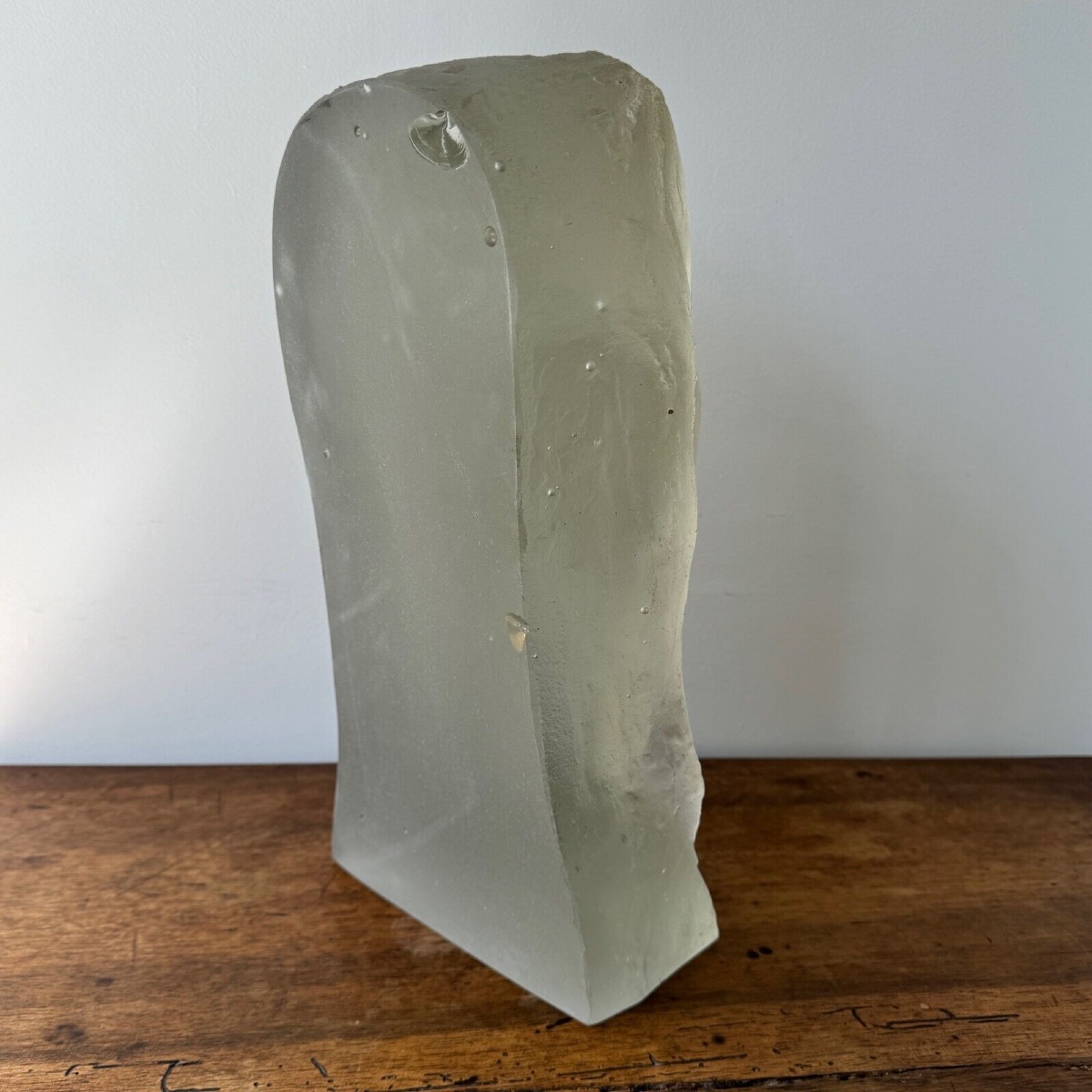 Sculpture By Lucien Lafaye Female Face In Molded Glass Circa 1950-photo-5
