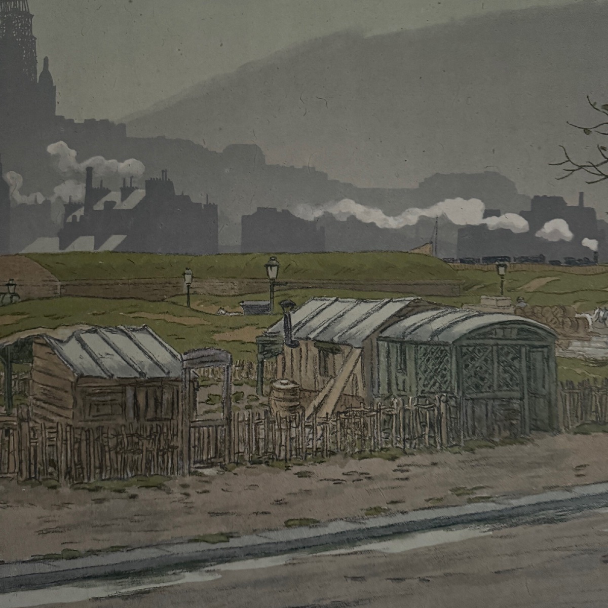 Lithograph On China Paper By Henri Rivière The Fortifications-photo-1