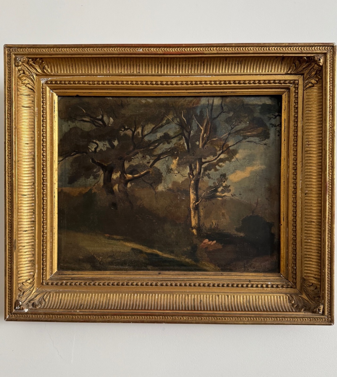 Oil On Panel By Francis Goullin Forest Landscape 19th Century Gilded Frame-photo-2