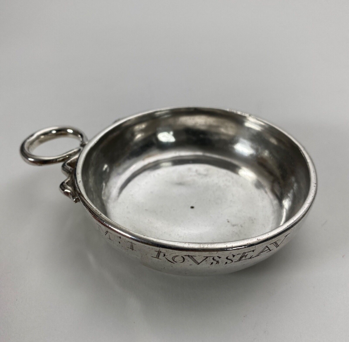 18th Century Silver Tastevin With Rousseau Snake Grip Farmers General-photo-3
