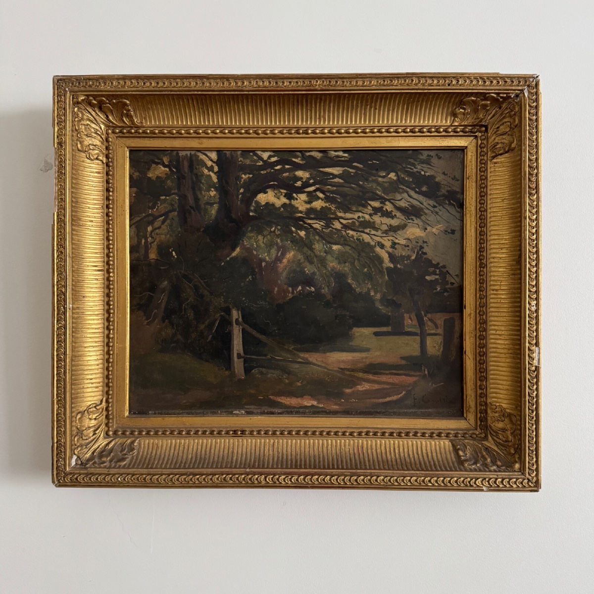 Oil On Panel By Francis Goullin, 19th Century Undergrowth Landscape