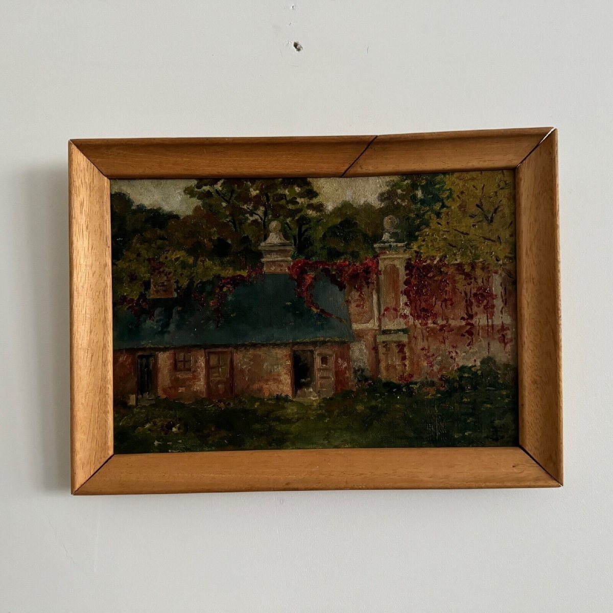 Huile sur toile représentant une propriété début XXe-photo-2