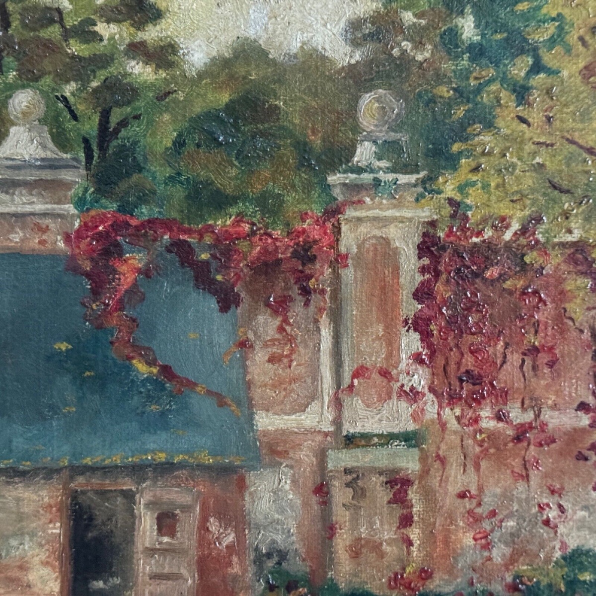 Huile sur toile représentant une propriété début XXe-photo-4