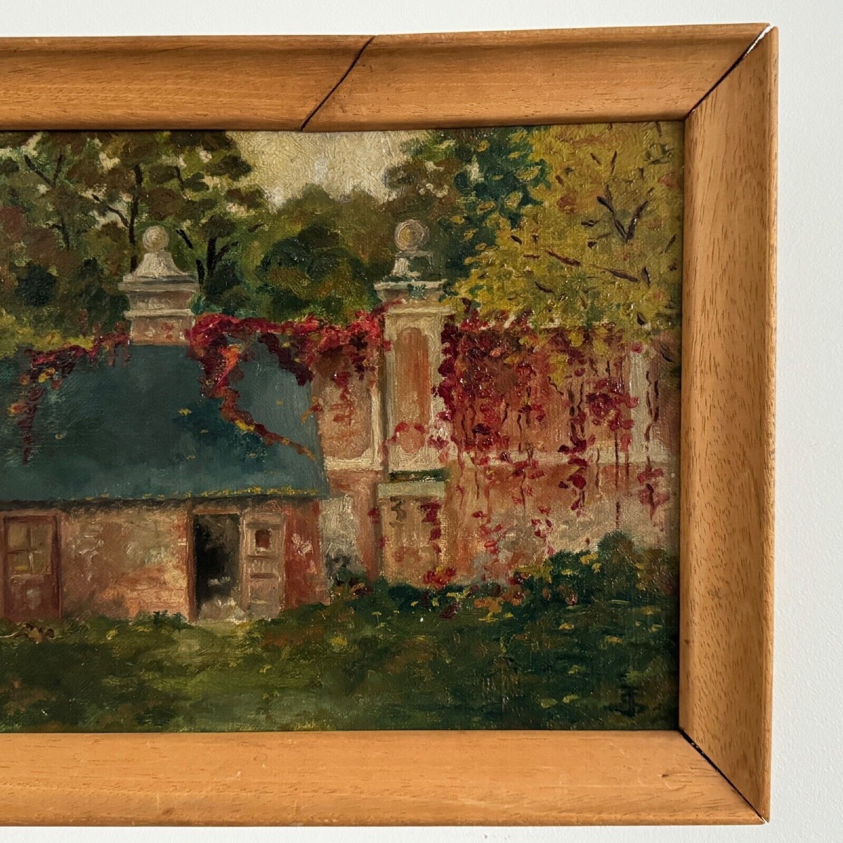 Huile sur toile représentant une propriété début XXe-photo-4