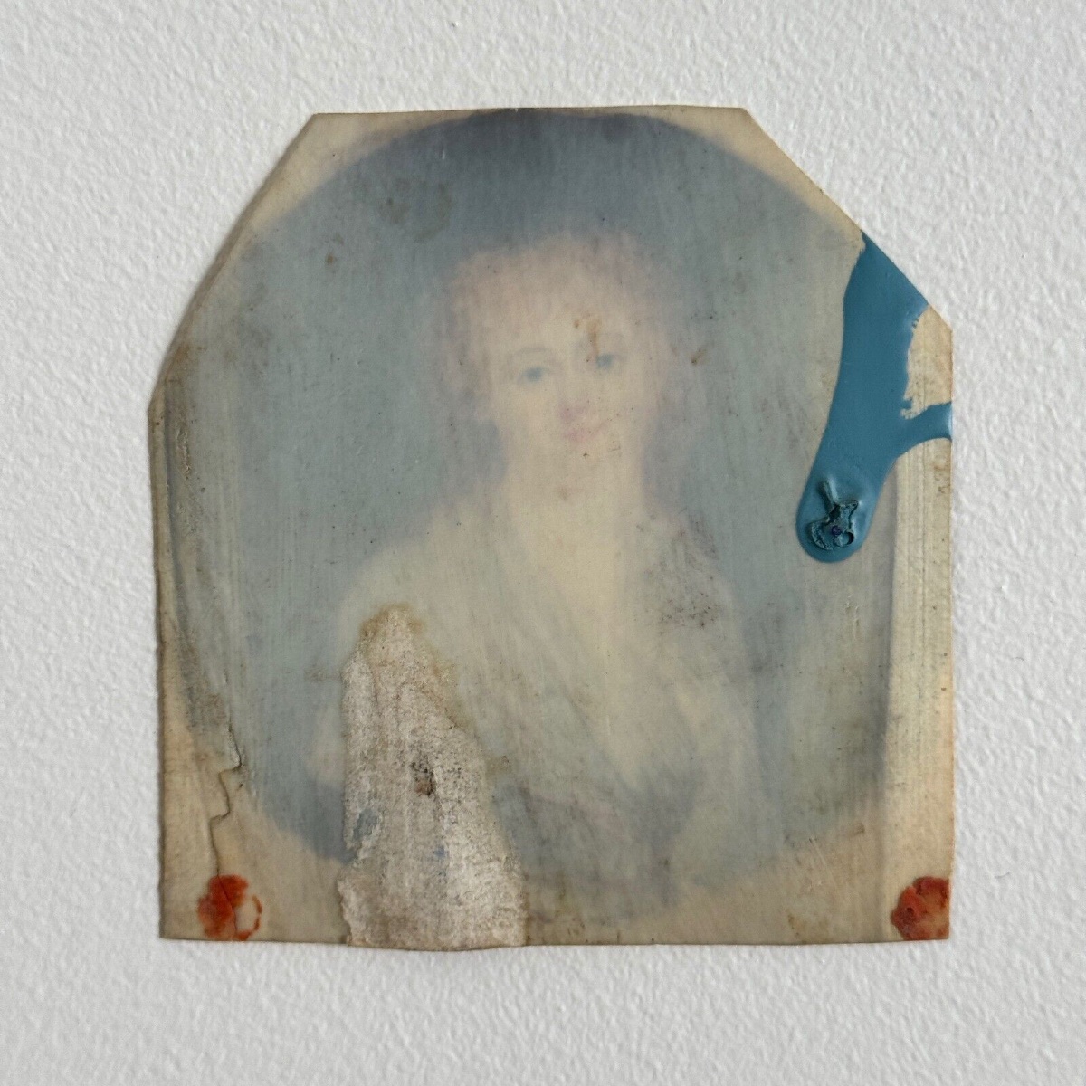 Miniature exécutée à la main jeune femme du XVIIIe à la chevelure rousse-photo-3