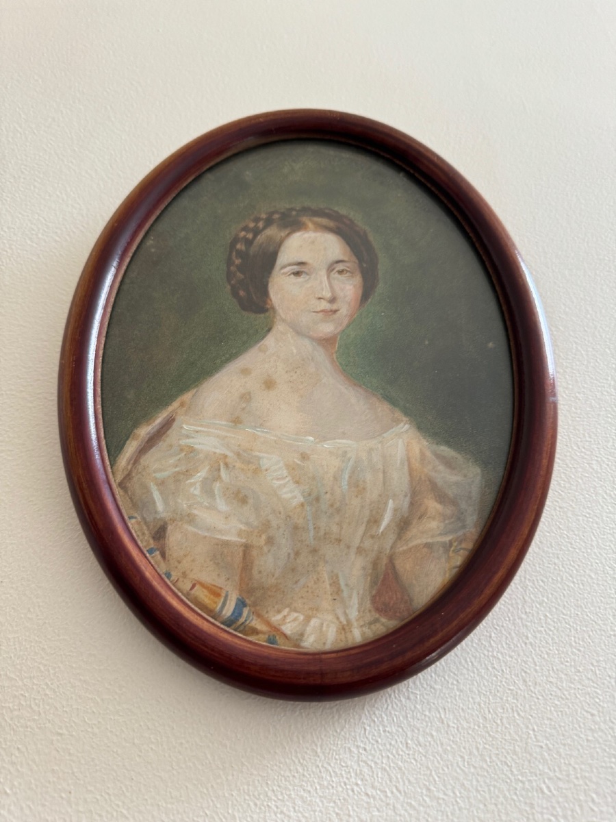 Watercolor On Paper, Early 20th Century, Portrait Of A Woman From The Early 19th Century-photo-3