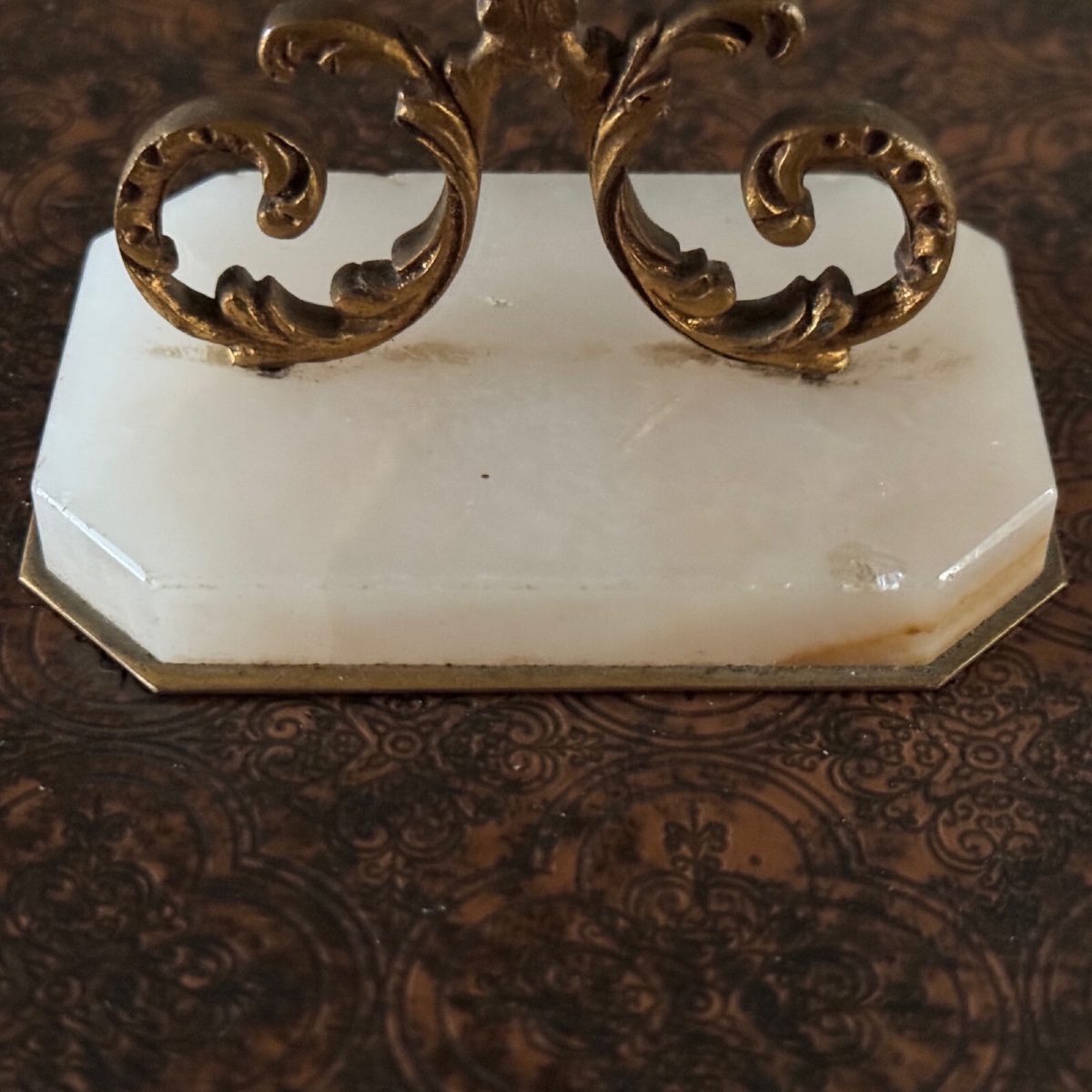 Reliquaire en bronze XVIIIe sur socle en marbre-photo-6