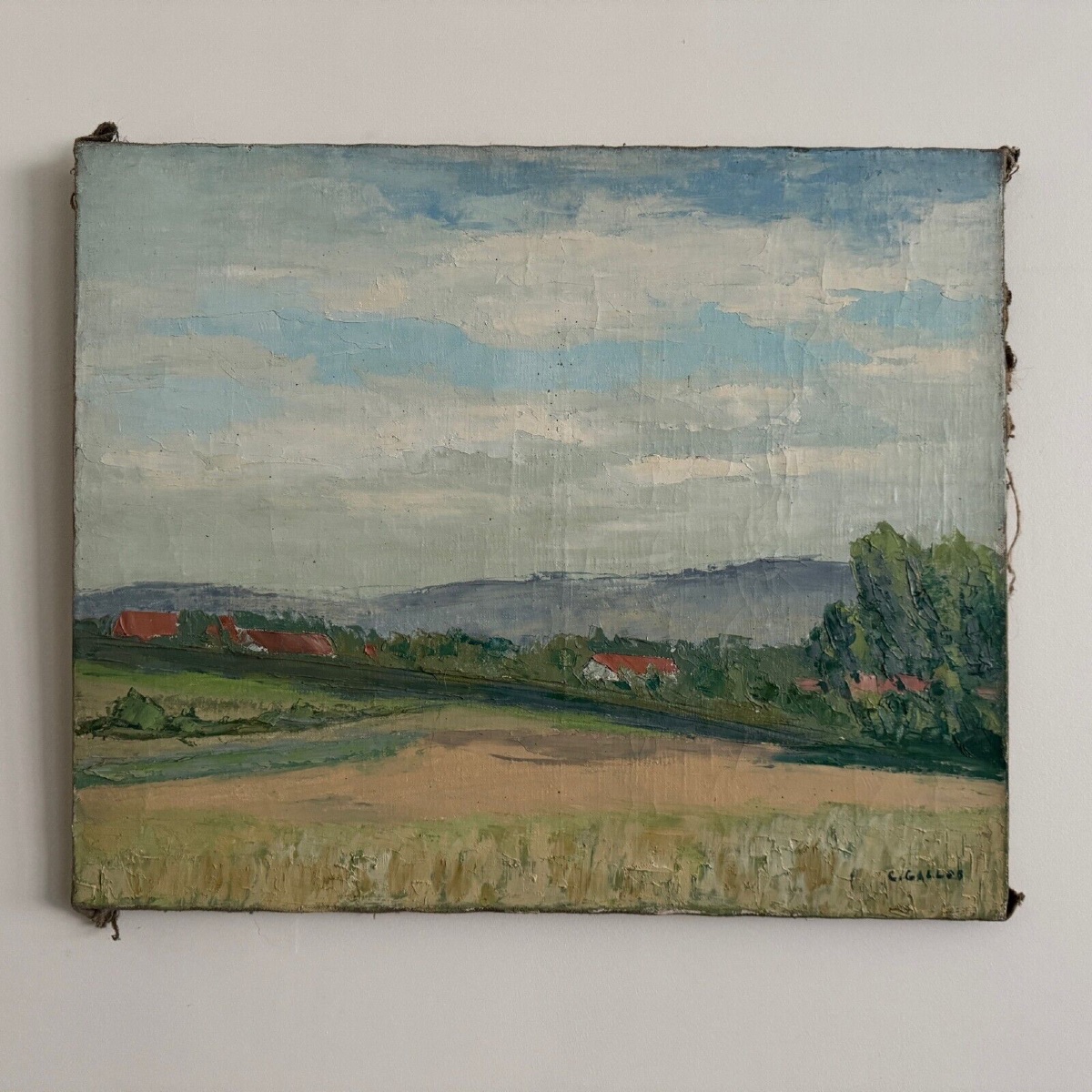 Oil On Canvas Depicting A 20th Century Landscape By Carlos Gallos-photo-2