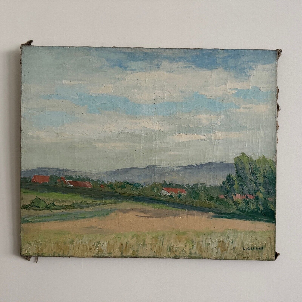 Oil On Canvas Depicting A 20th Century Landscape By Carlos Gallos-photo-3