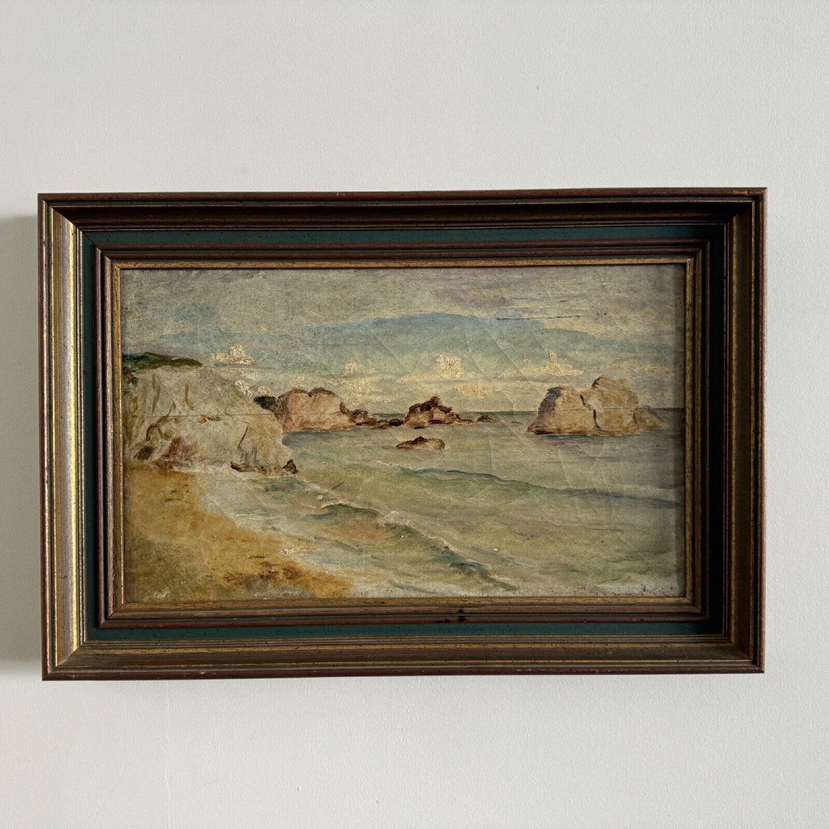 Oil On Canvas Depicting A Rocky Coast From The Early 20th Century
