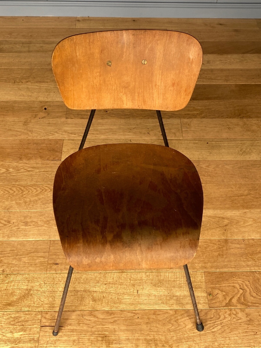 Pair Of Curved Tubular Metal Chairs From The 1960s By Robert Mathieu-photo-5