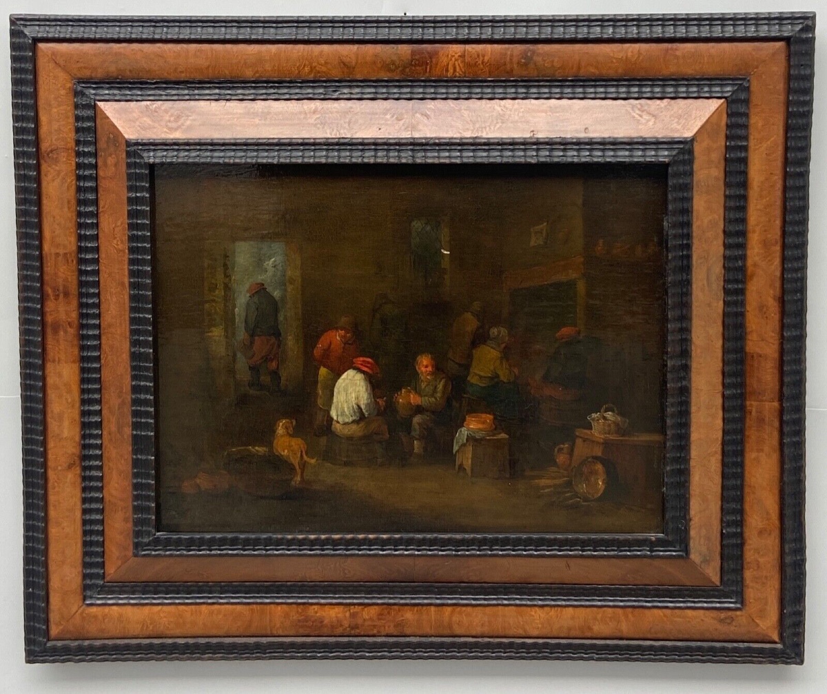 Oil On Panel, Dutch Interior Scene, Flemish School, 19th Century