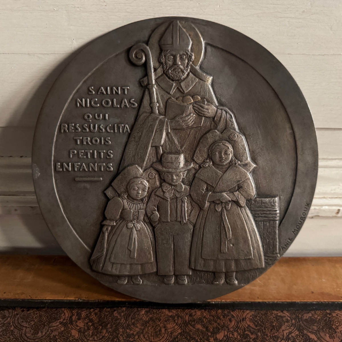 Metal Medal Matrix By Anie Mouroux Saint Nicolas 20th Century-photo-2