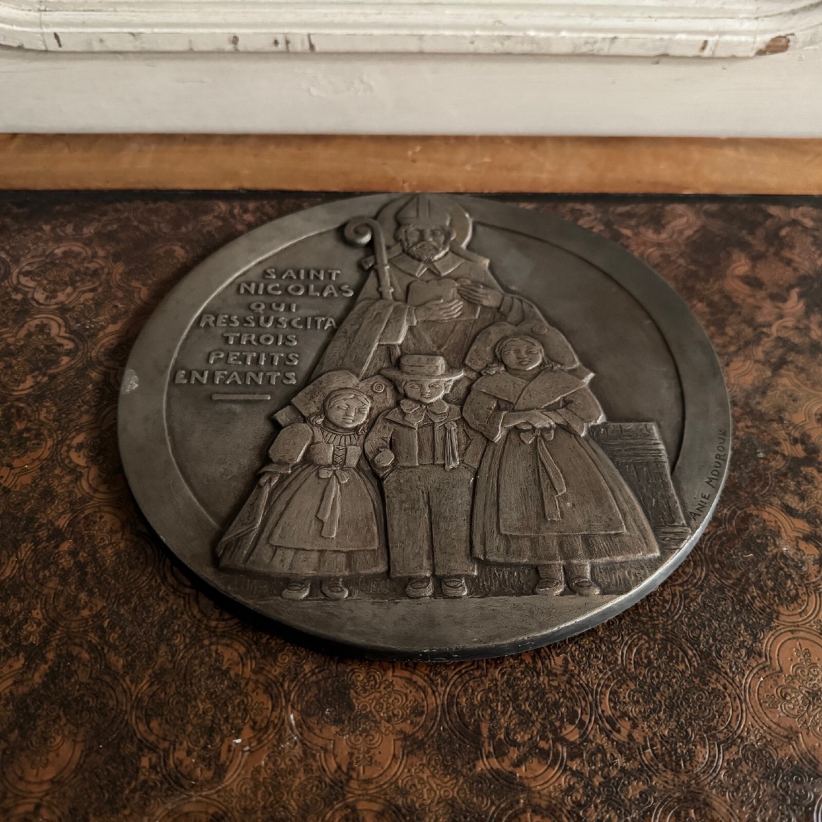 Metal Medal Matrix By Anie Mouroux Saint Nicolas 20th Century-photo-3