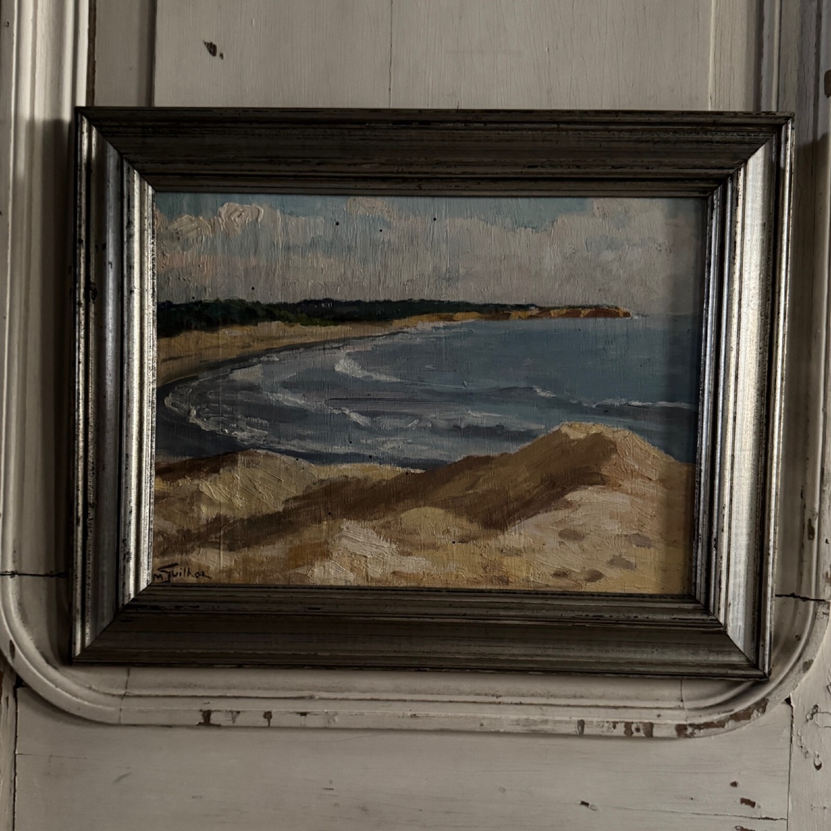 Oil On Panel By M. Suilhor, Beachfront, 20th Century-photo-2
