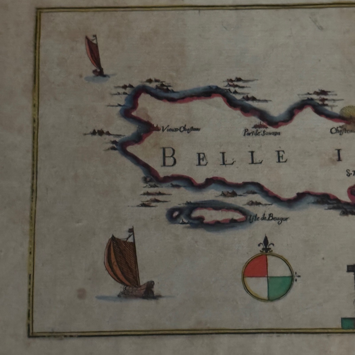 Color Engraving Of Belle Isle, 17th Century, By Christophe Tassin-photo-4