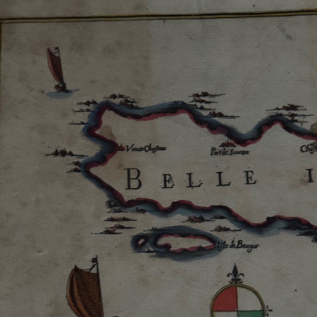 Color Engraving Of Belle Isle, 17th Century, By Christophe Tassin-photo-1