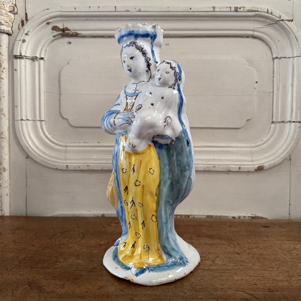 Vierge d'accouchée du XVIIIe en faïence de Nevers-photo-3
