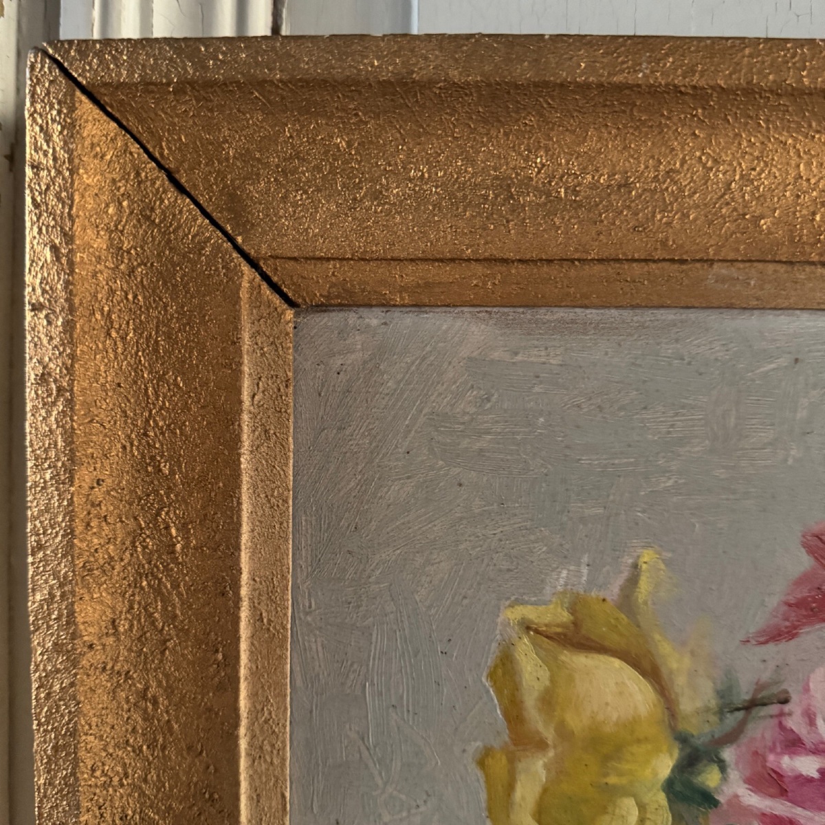 Oil On Panel Still Life With A Vase Of Roses By J. Bernard XXe-photo-1