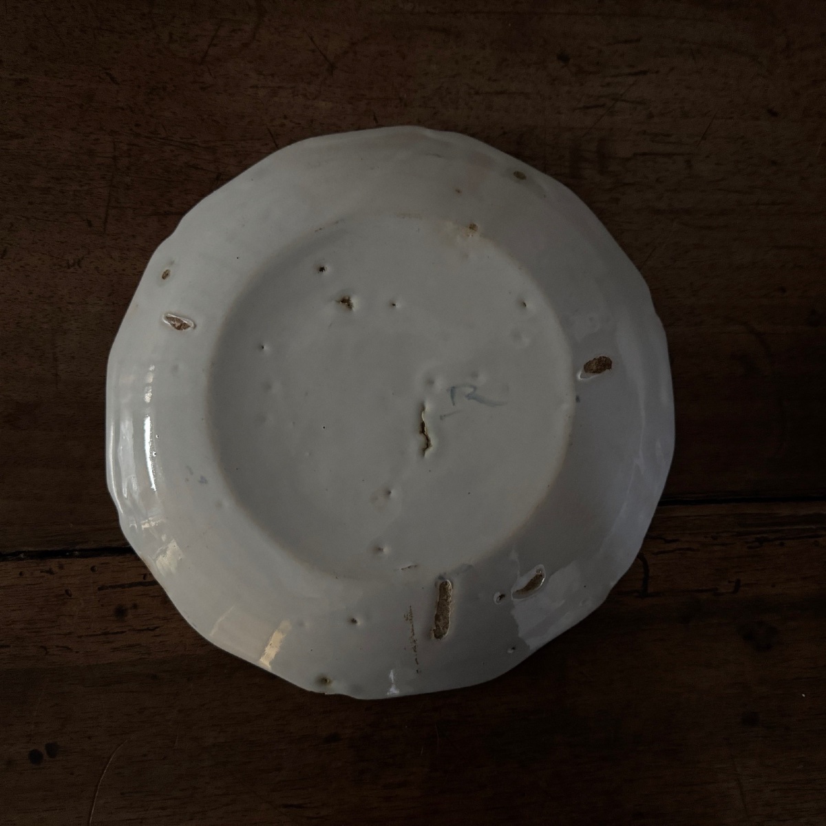 18th Century La Rochelle Earthenware Plate With Basket And Bird Decoration-photo-6