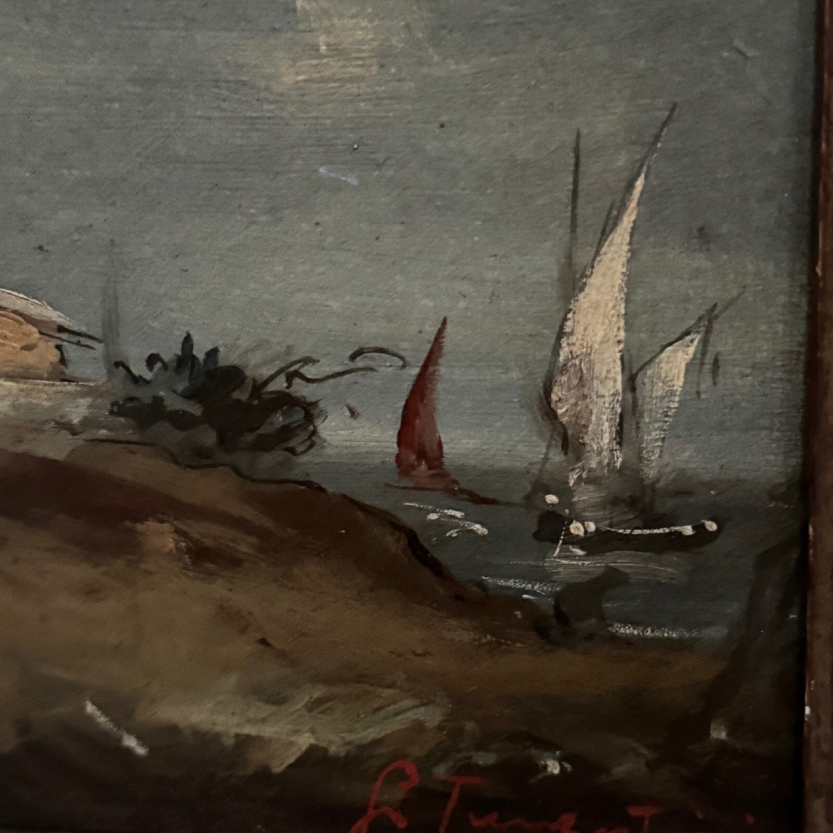Oil On Panel Depicting A Port From The Early 20th Century-photo-4