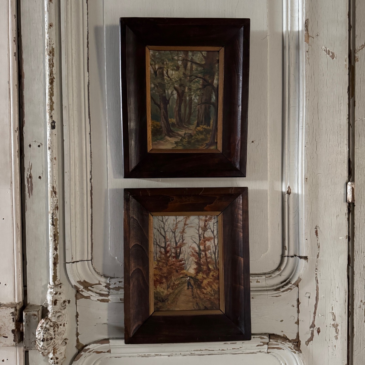 Pair Of Oils On Wood Panel Haute-marne By Jean Bernard XXe
