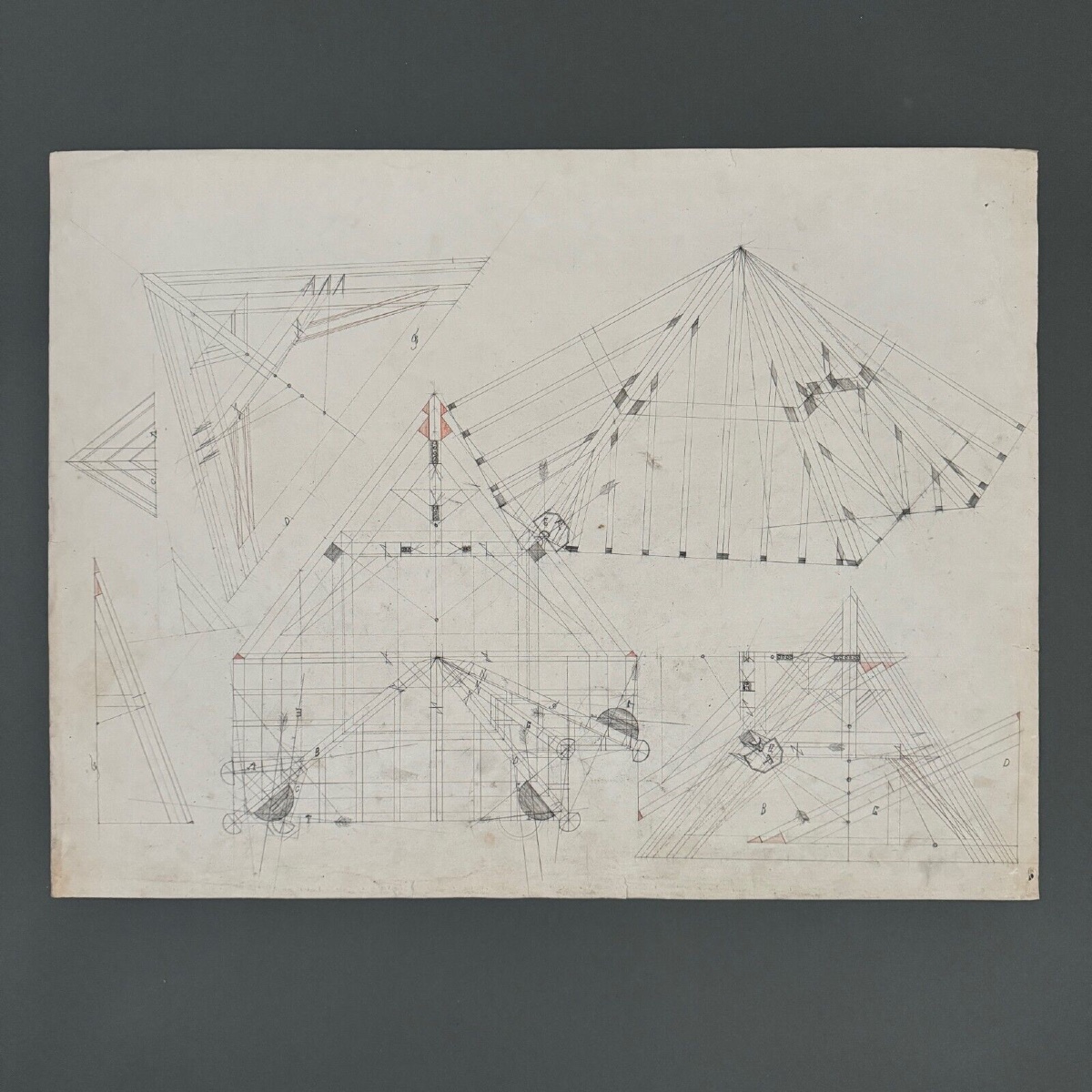 Dessins ou épures de charpentier Compagnon du Devoir XIXe