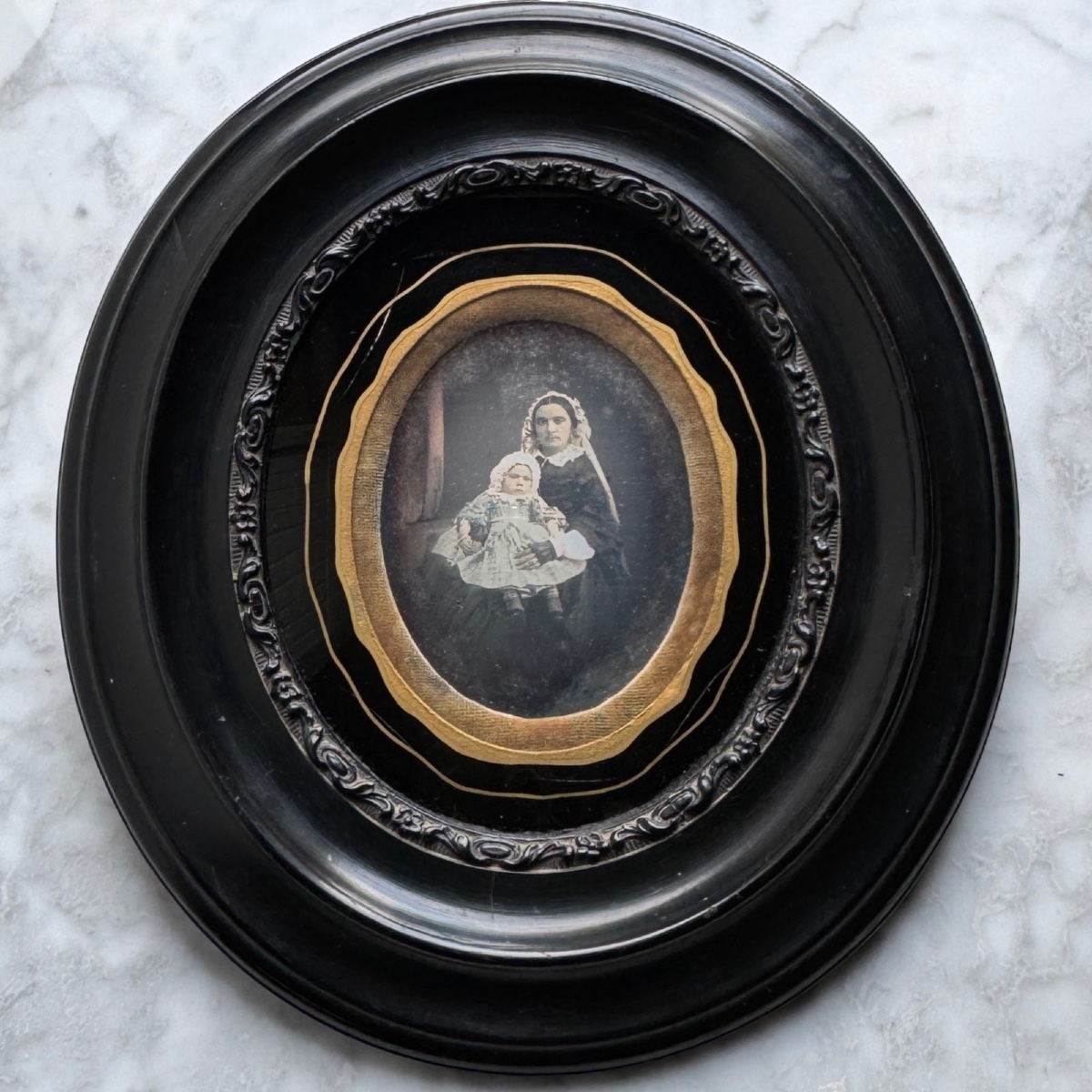 Color Ambrotype Daguerreotype Of A Woman And Her Child, 19th Century-photo-4