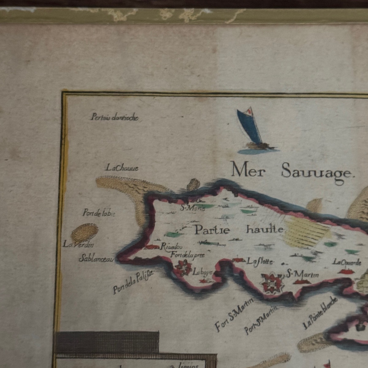 Carte de l'Ile de Ré en couleur XVIIIe-photo-1