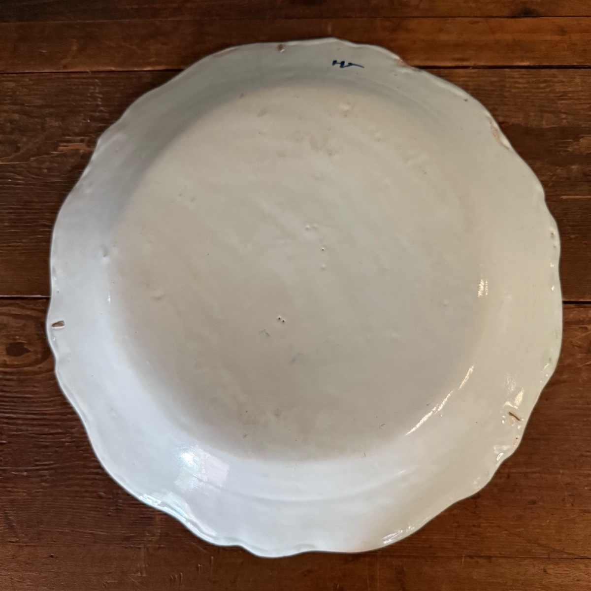 Grand plat en faïence de Rouen polychrome corne d'abondance XVIIIe-photo-7