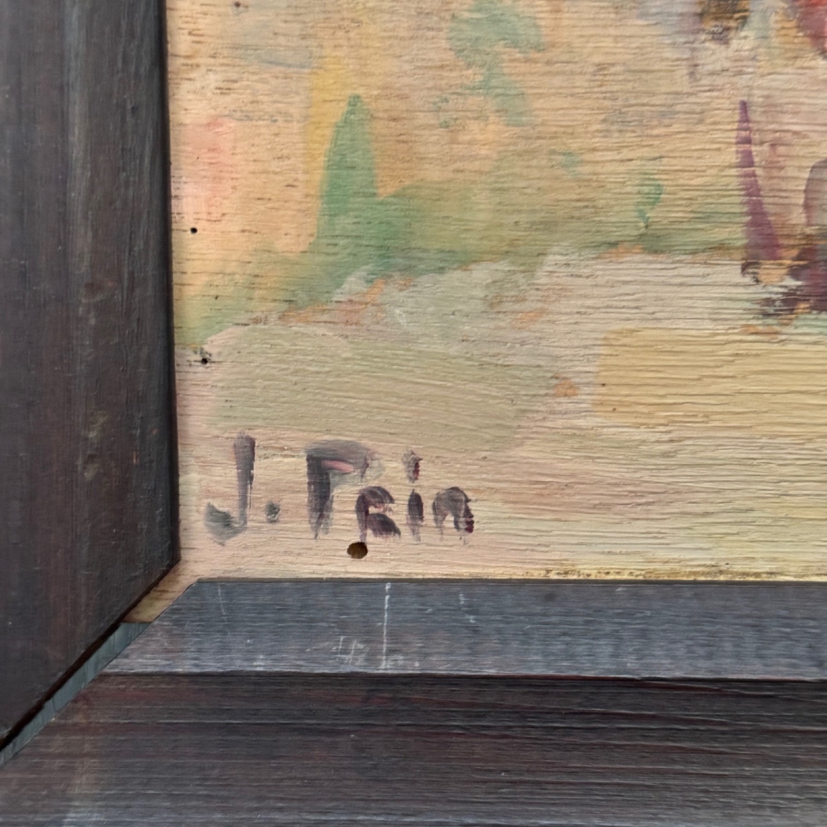 Oil On Panel By Jeanne Prin, Facade Of A Flowered House-photo-2