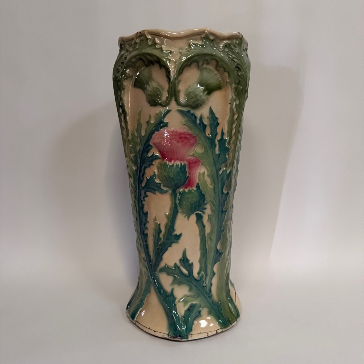 1900 Art Nouveau Slip Umbrella Stand With Thistle Decoration-photo-4