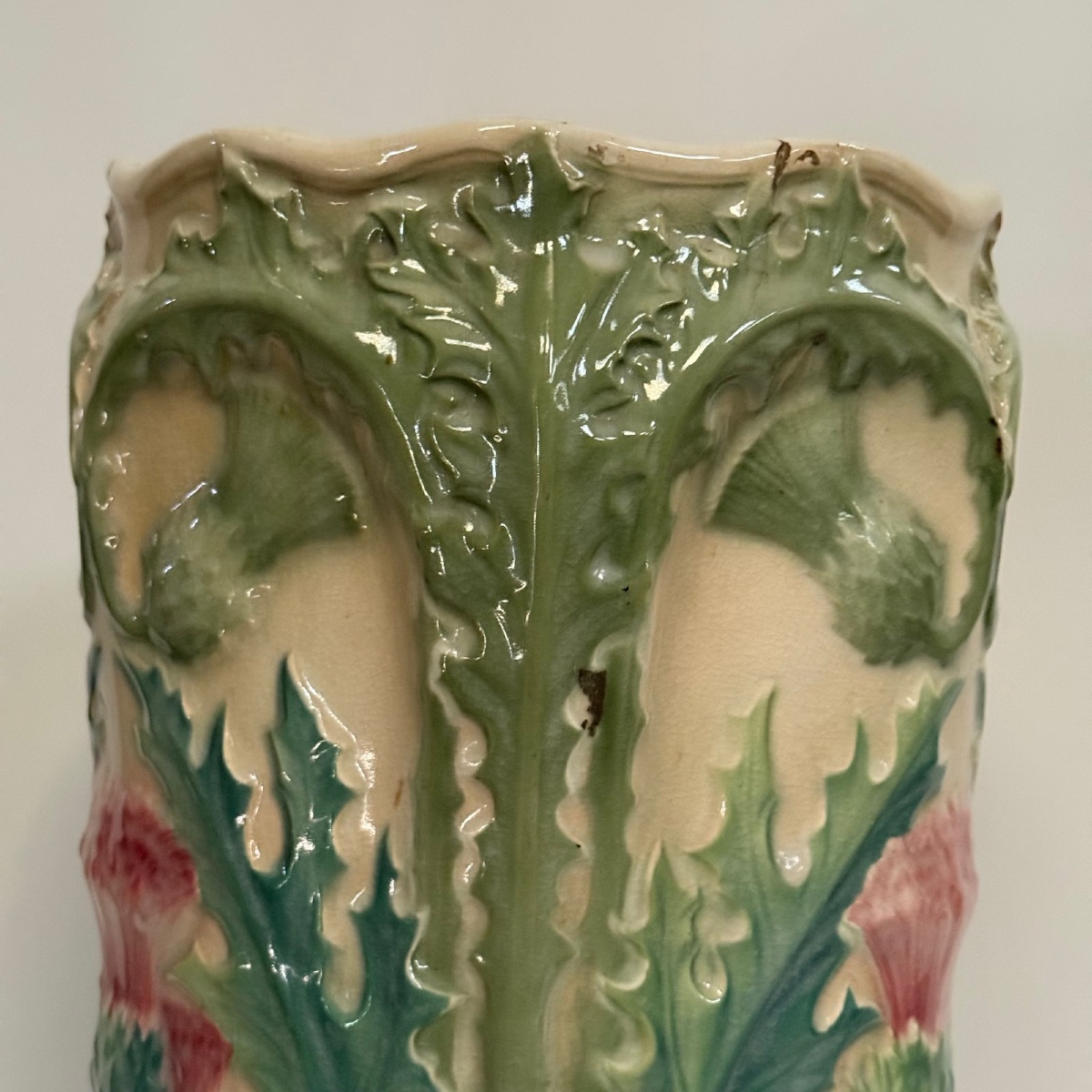 1900 Art Nouveau Slip Umbrella Stand With Thistle Decoration-photo-8