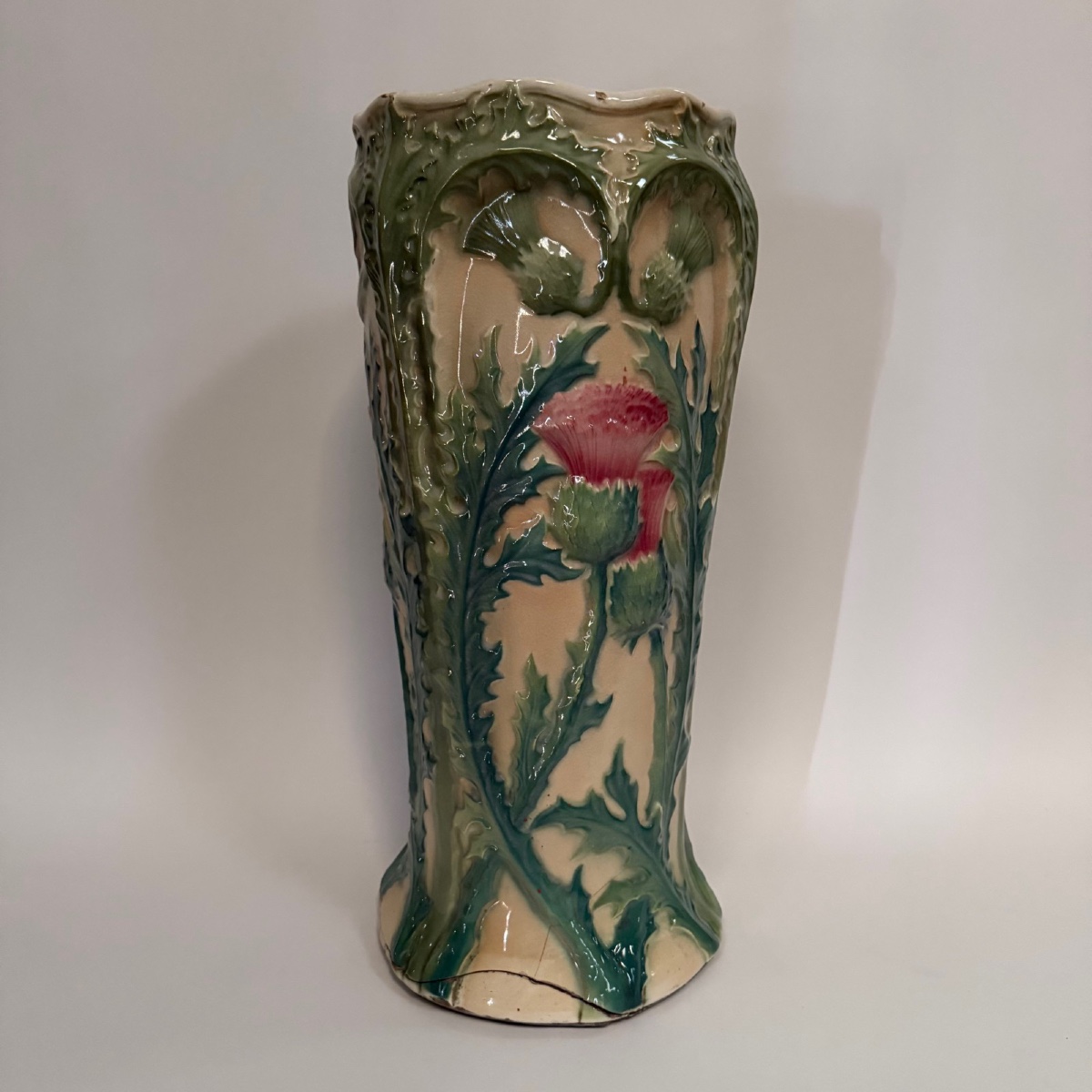 1900 Art Nouveau Slip Umbrella Stand With Thistle Decoration