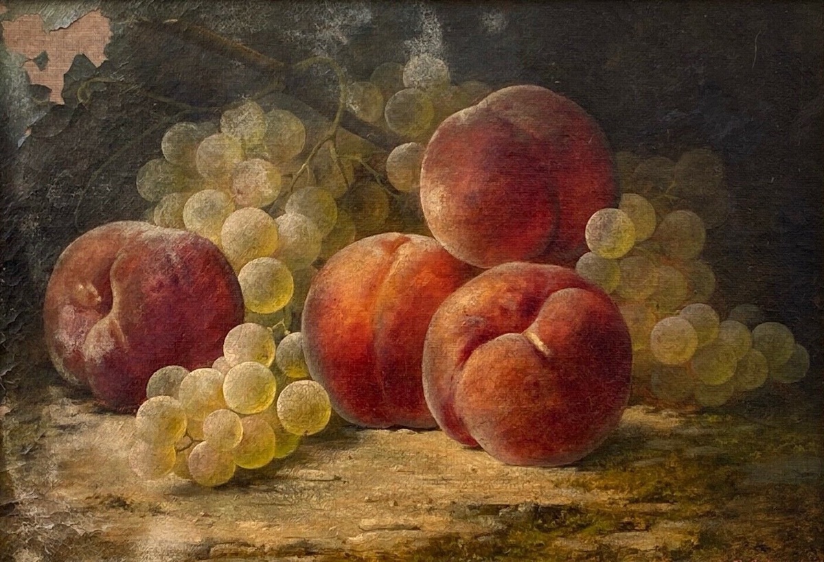 Still Life By Joseph-eugène Gilbault Peaches And Bunches Of Grapes-photo-2