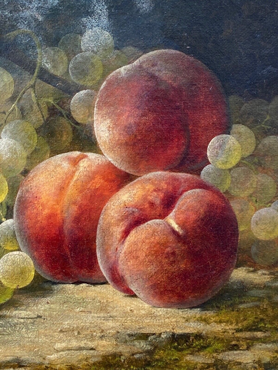Still Life By Joseph-eugène Gilbault Peaches And Bunches Of Grapes-photo-6