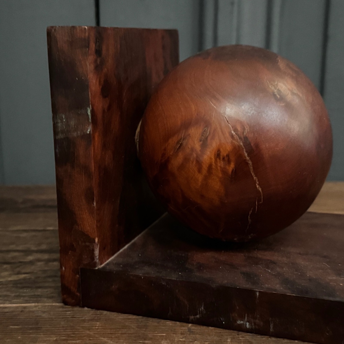 Pair Of 1950s Art Deco Burl Bookends-photo-1