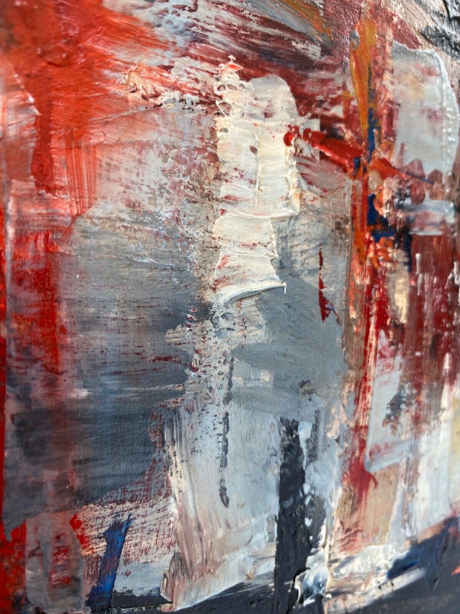 Oil Gouache On Paper Abstract Composition By Jacques Buchholz 20th Century-photo-6