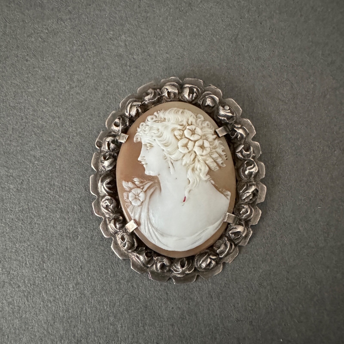 Late 19th Century Cameo Brooch Depicting The Profile Of A Woman In Antique Style