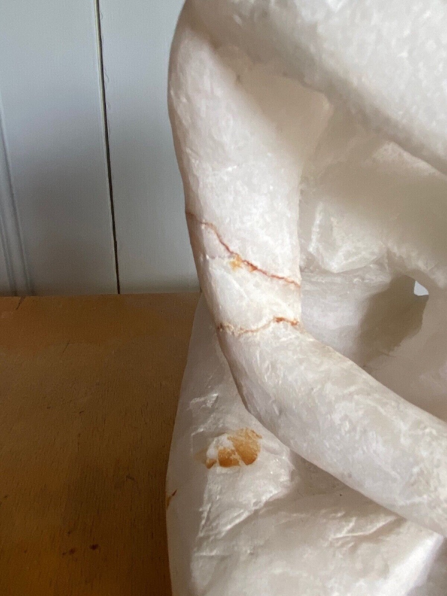 Direct Carving Sculpture In Onyx Stone, Kneeling Woman, 20th Century-photo-2