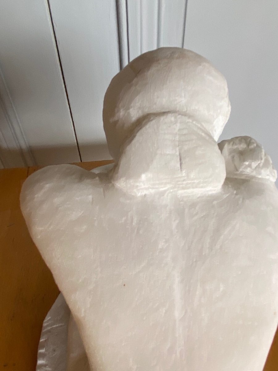 Direct Carving Sculpture In Onyx Stone, Kneeling Woman, 20th Century-photo-5