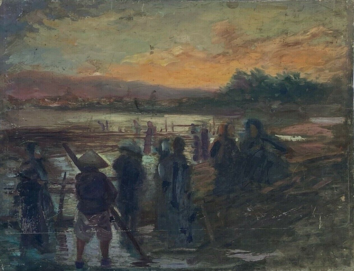 Huile sur panneau La Baie d'Halong 1940-photo-2