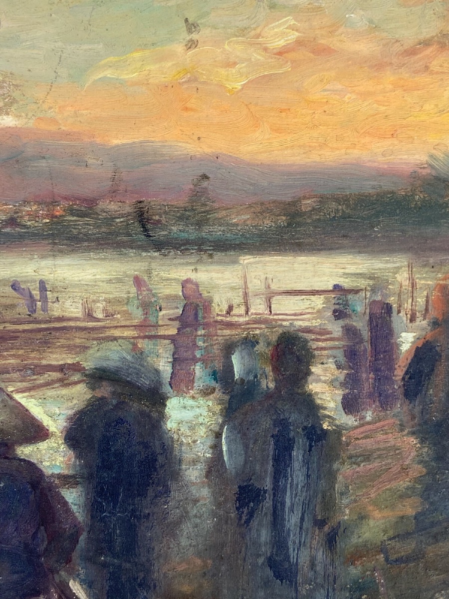 Huile sur panneau La Baie d'Halong 1940-photo-6