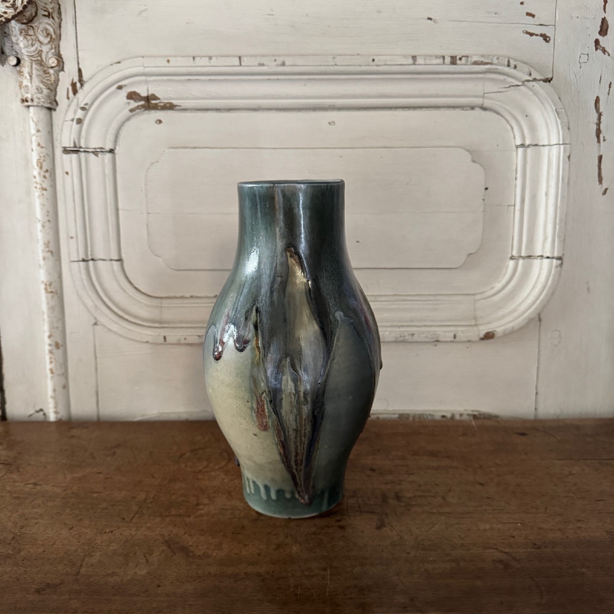 Stoneware Vase 1900 With Intaglio Markings-photo-3
