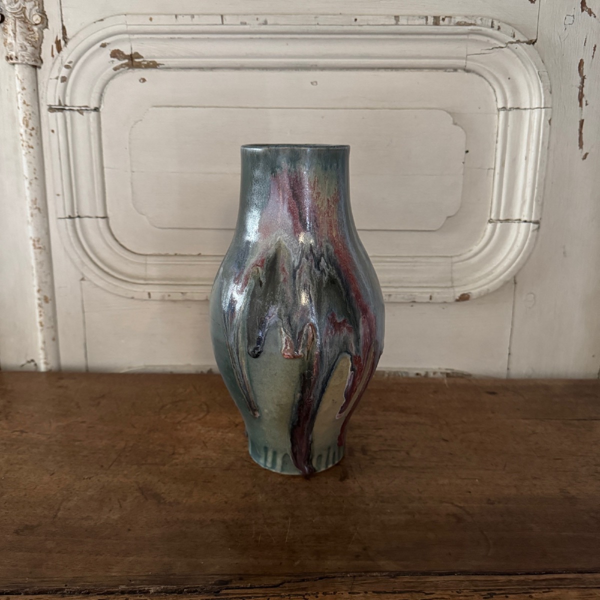 Stoneware Vase 1900 With Intaglio Markings-photo-4