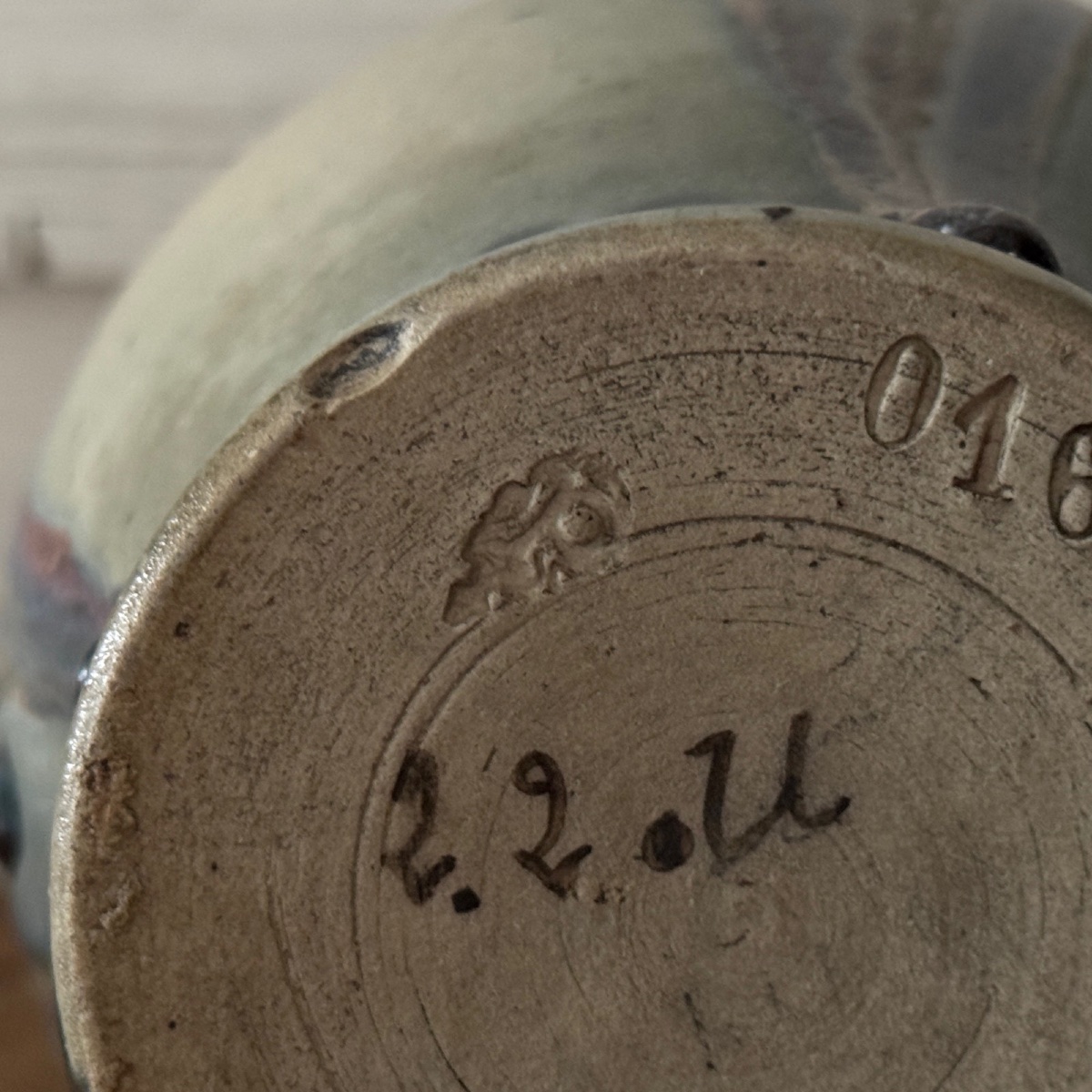 Stoneware Vase 1900 With Intaglio Markings-photo-2