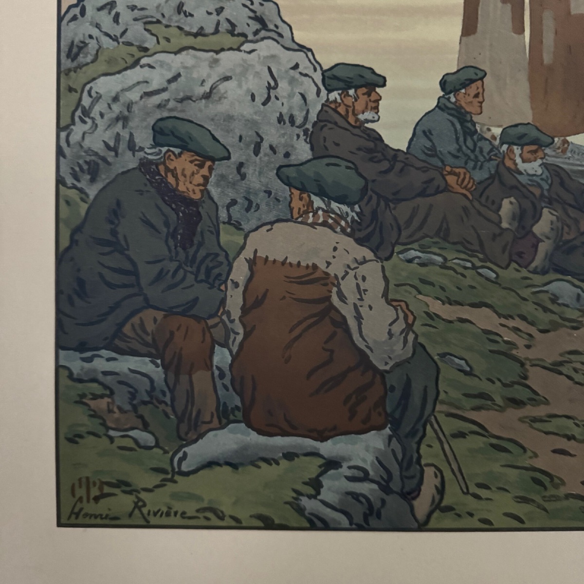 Lithographie par Henri Rivière Au Vent de Noroît - Les Vieux-photo-2