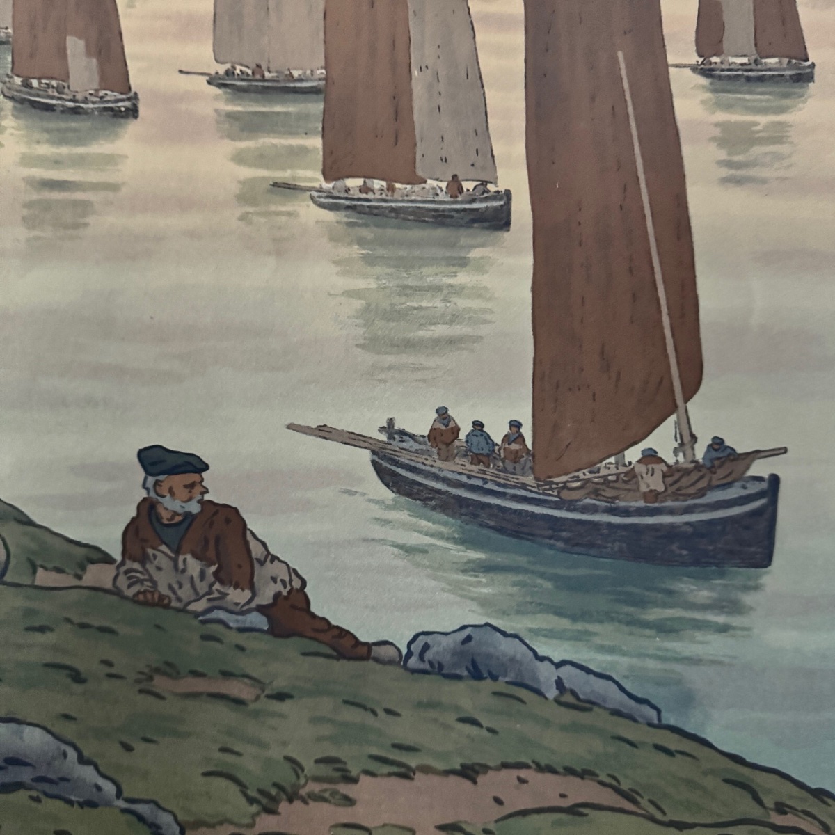 Lithographie par Henri Rivière Au Vent de Noroît - Les Vieux-photo-4